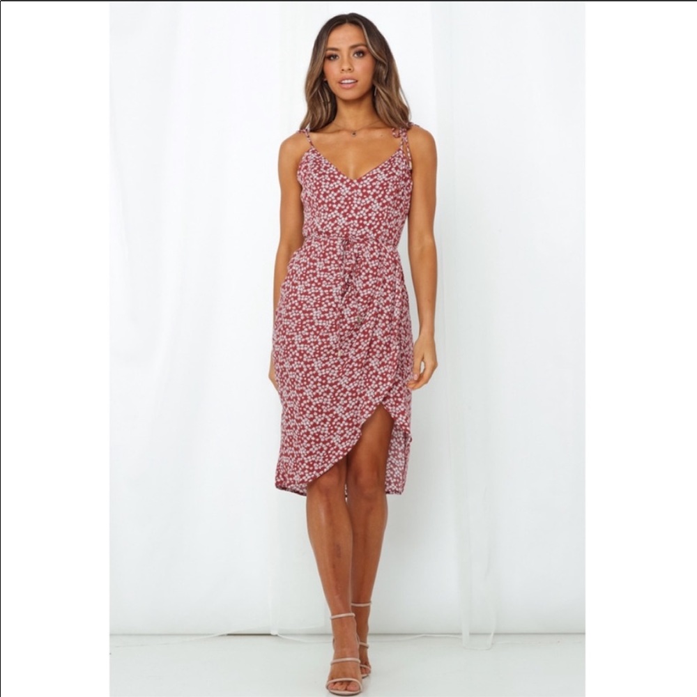 HIT THE LIKE BUTTON MIDI DRESS WINE XS